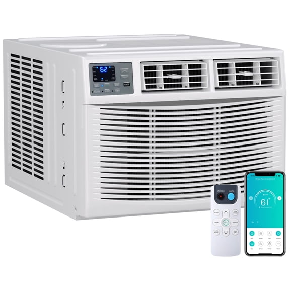 18000 BTU Window Air Conditioner with Heat, Window AC Unit with WIFI Smart Controls, Remote, Dehumidifier, Fan, Reusable Filter, Work with Alexa & Google Assistant, Cools Up to 1000 Sq. Ft