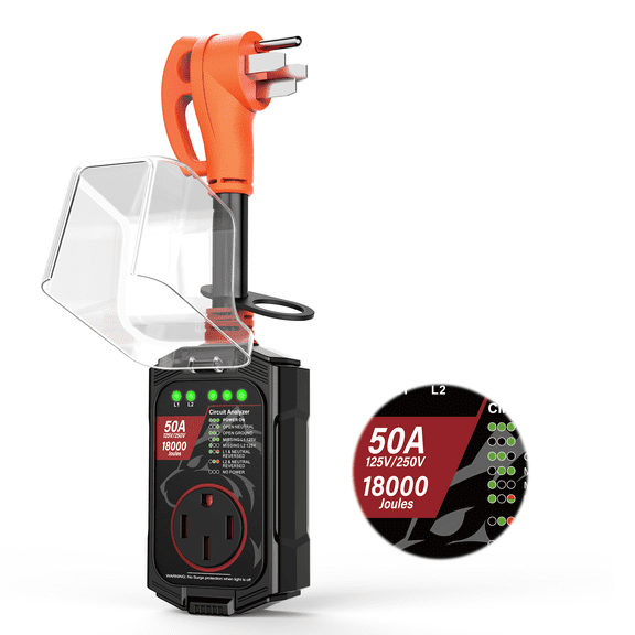 18000 Joules-RV Surge Protector 50 Amp, RV Power Surge Voltage Protection, Circuit Analyzer for Travel Trailers