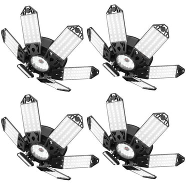 18000LM 6500K LED Garage Lights, Ultra Bright Ceiling Light with 6 Adjustable Panels, Deformable LED Shop Light for Garage Basement Workshop 220W, 4 Pack