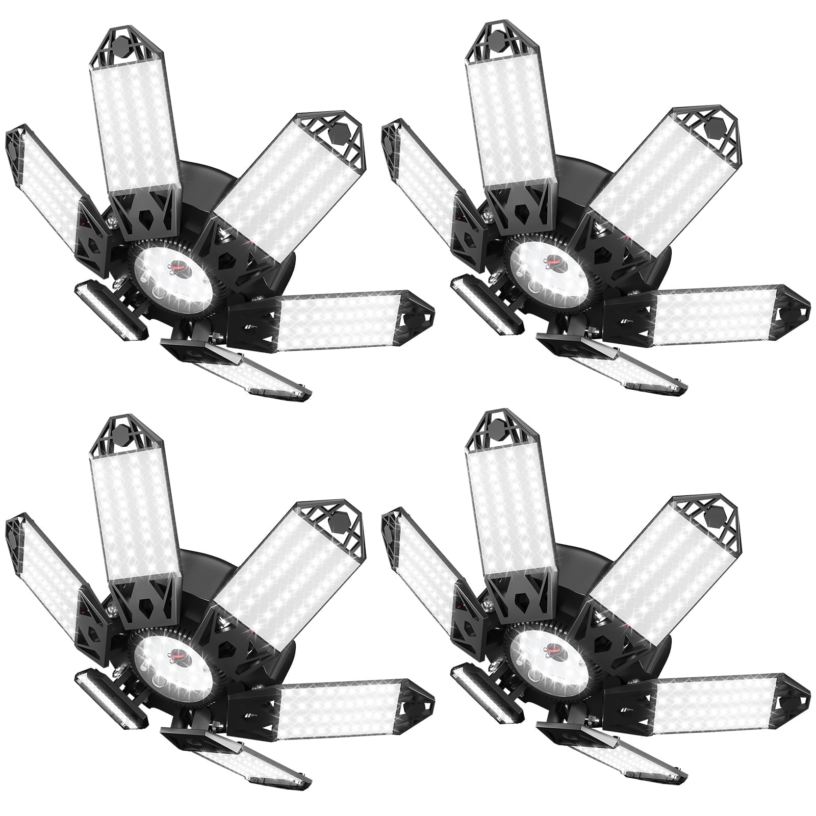 18000LM 6500K LED Garage Lights, Ultra Bright Ceiling Light with 6 Adjustable Panels, Deformable LED Shop Light for Garage Basement Workshop 220W, 4 Pack