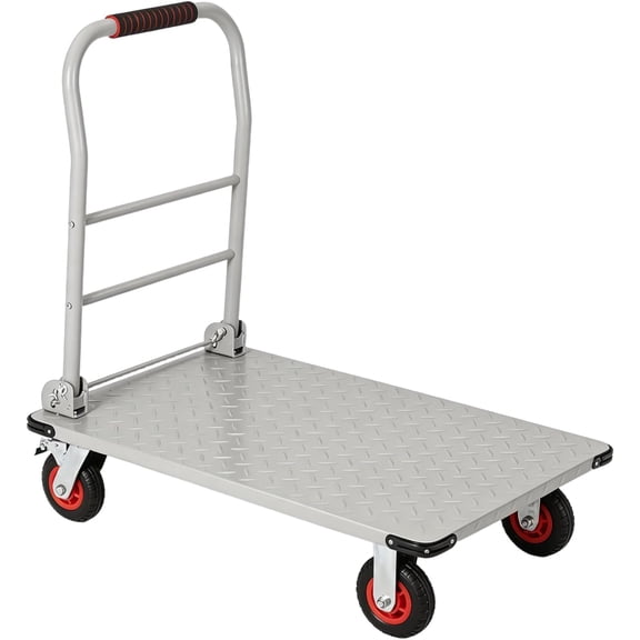 1800LBS Platform Truck Cart, 36"x24" Heavy Duty Utility Push Cart with 6" Swivel Wheels & Brakes, Foldable Hand Truck for Warehouse, Shipping & Moving