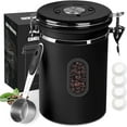 thumbnail image 1 of FacoFaco 1800ML Airtight Coffee Canister with Date Tracker and Window, 30ML Measure Spoon&4 co2 Valve (22.8OZ, Black), 1 of 15