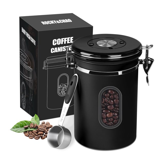 1800ML Airtight Coffee Canister with Date Tracker Transparent Window