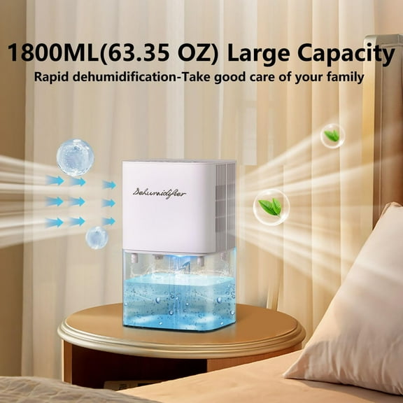 1800ML Small Dehumidifier for Home 230 Ft with 10 Color Lights, 5 Timers, Auto Shut Off