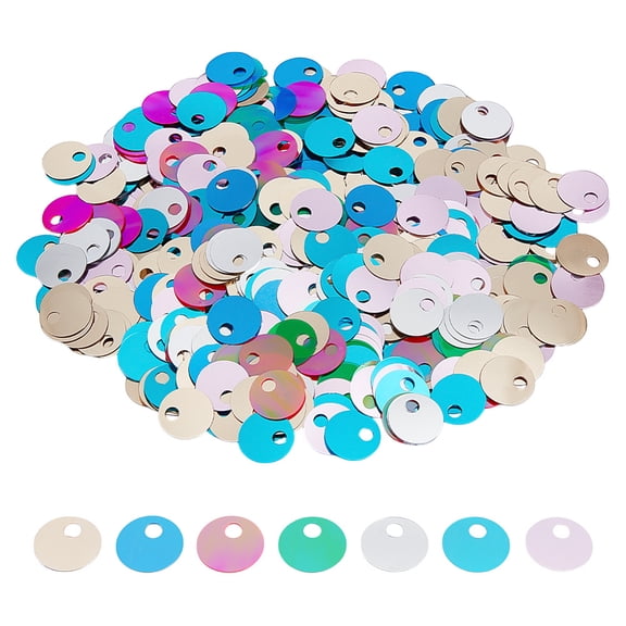1800Pcs Large Hole Sequin 5/8/10/13/16/19/25/29mm Medium Orchid Round Flat Sequins 5mm Hole Flat Loose Sequins Glitter Spangle Paillettes PVC