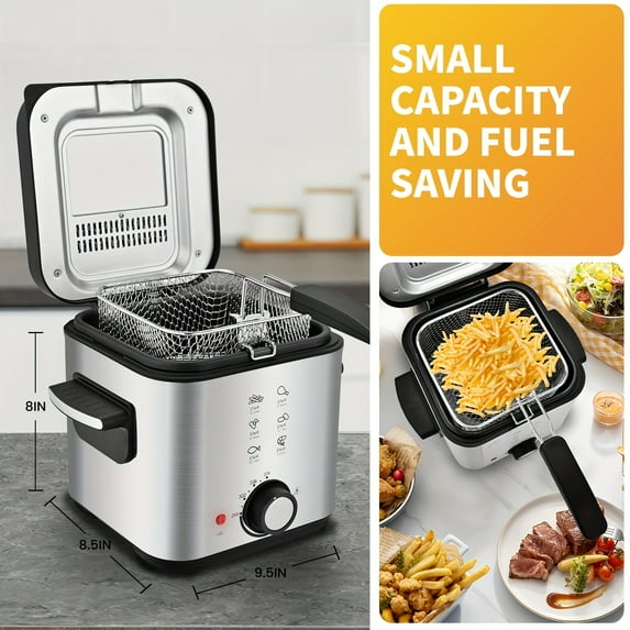 1800W Adjustable Temp Stainless Steel Electric Deep Fryer