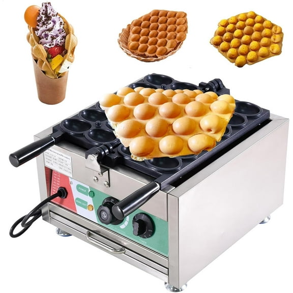 1800W Commercial Waffle Ball Maker, Nonstick Electric Bubble Skewer Waffle Ball Machine Stainless Steel Waffle Maker With Time&Temp Control For Bakeries, Restaurants, Kiosks,Home Use