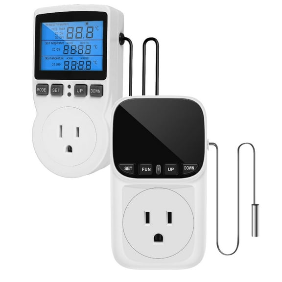 1800W Digital Temperature Controller With White LCD Display 15A/120V Thermostat For Heating And With Timer Function Measuring ruler