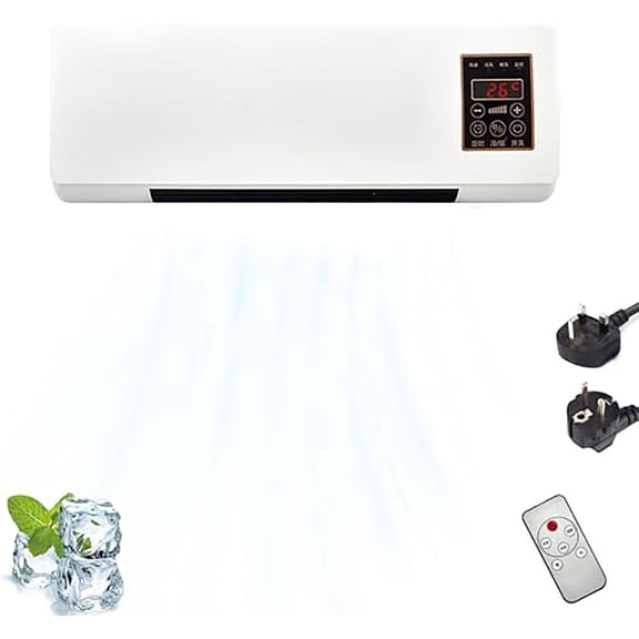 1800W Ductless Portable AC 2-in-1 Fan Unit, Wall Mounted Air Conditioner and Heater Combo, No Window Needed, PTC Fast Heating & Natural Airflow for Bedroom, Garage, RV, Camper(White)
