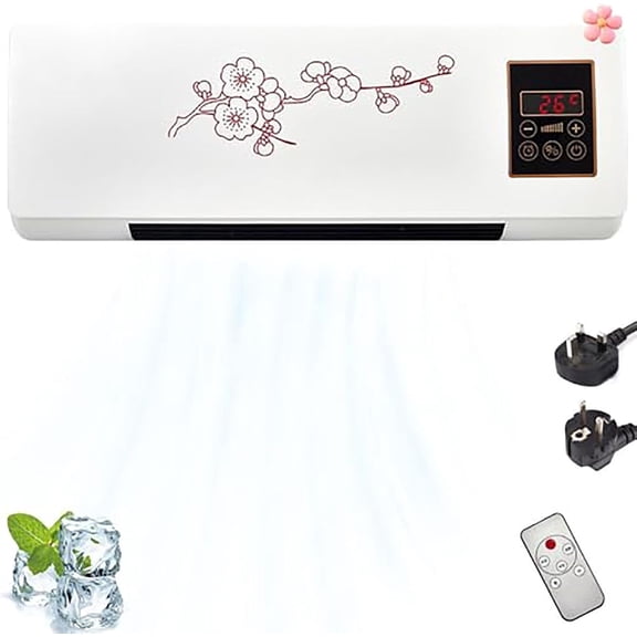 1800W Ductless Portable AC 2-in-1 Fan Unit, Wall Mounted Air Conditioner and Heater Combo, No Window Needed, PTC Fast Heating & Natural Airflow for Bedroom, Garage, RV, Camper(Red)