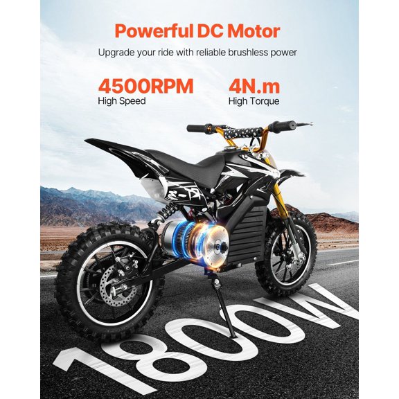 1800W Electric Brushless DC Motor Kit - 48V 4500rpm Motor with Upgraded Speed Controller, Throttle Grip Kit for Go Karts E-Bike Motorcycle Scooter