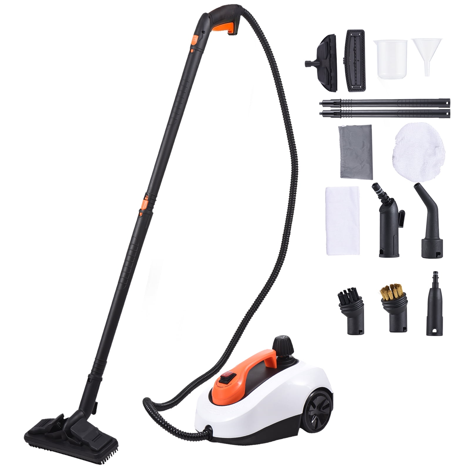 1800W Electric Cleaner with Rolling Steamer 14 Accessories, 1.6L