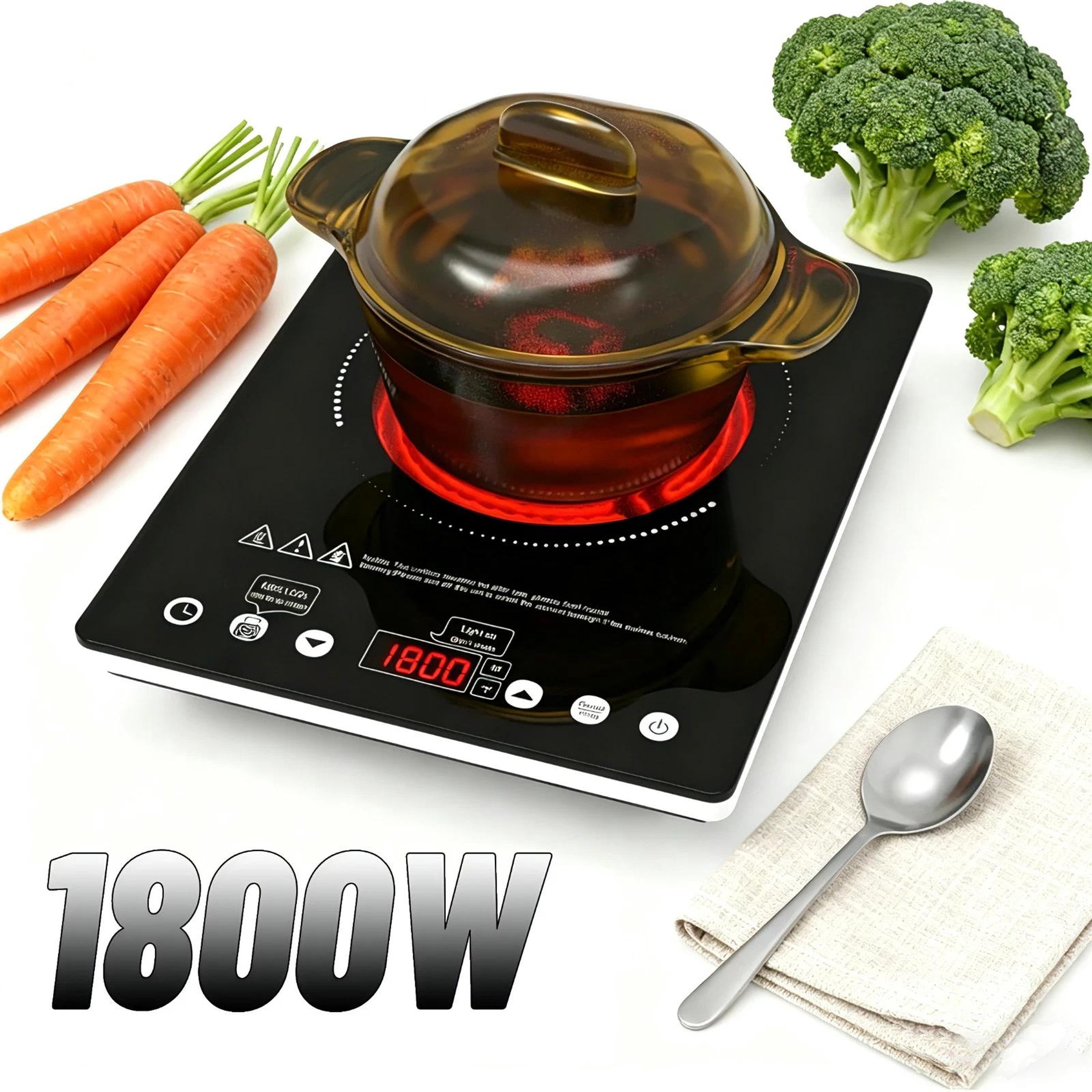 1800W Electric Cooktop 14" Single Burner Infrared Hot Plate Ceramic Stove Top