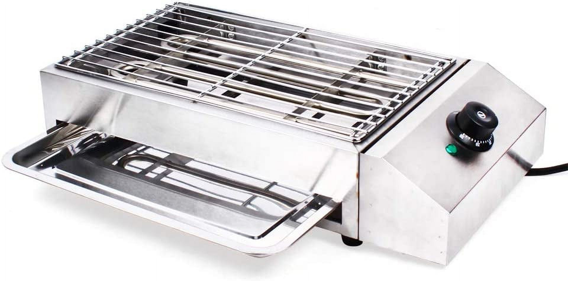 1.8KW Electric BBQ Grill - Stainless Steel Countertop Griddle Indoor Outdoor Use