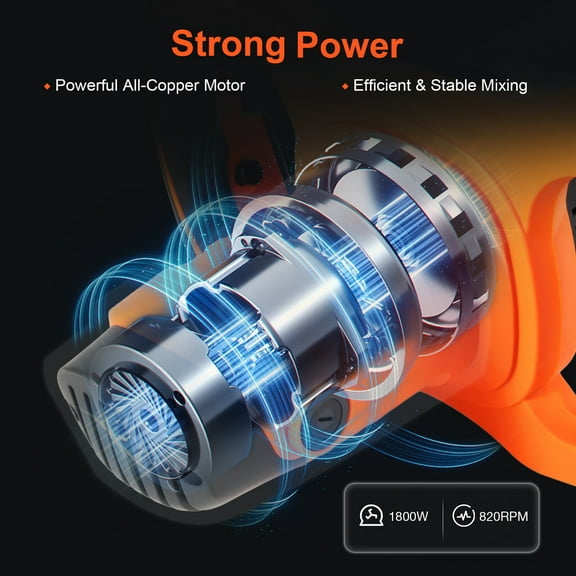 1800W Electric Mortar Mixer 2 Speed Paint Cement Grout Concrete Double Paddle for Drywall Workers, Plasterers