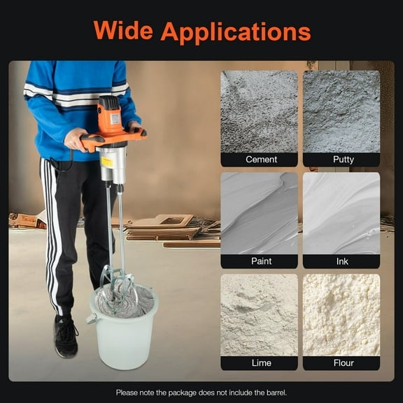 1800W Electric Mortar Mixer Dual 2 Speed Paint Cement Grout Mortar Twin Paddle