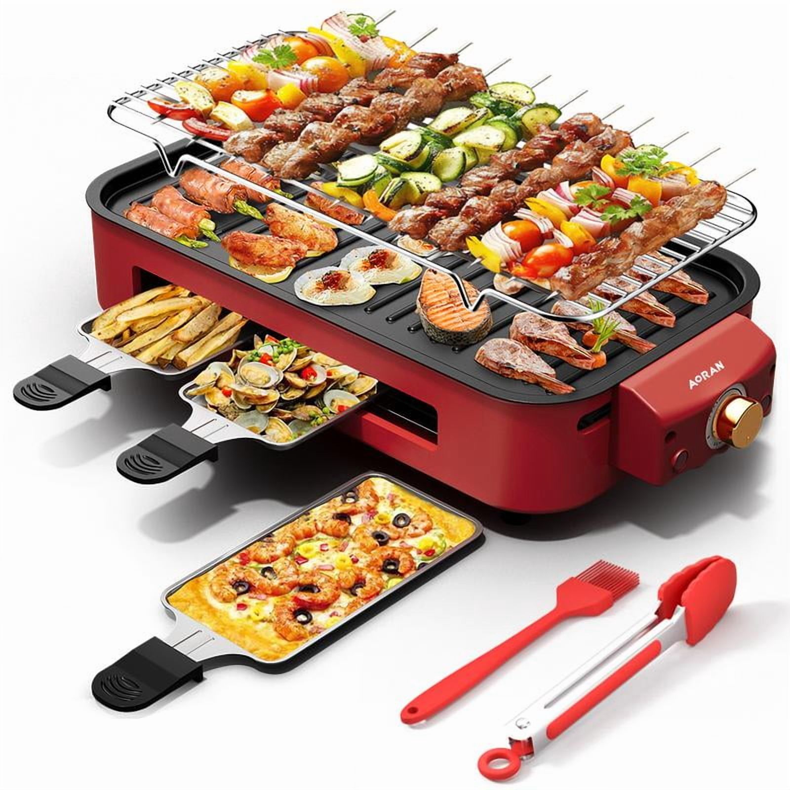 1800W Indoor Electric Smokeless BBQ Grill with Non-Stick Coating ...