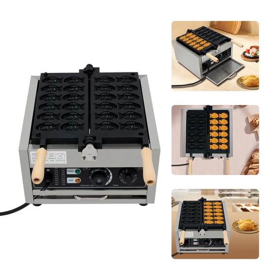 1800W Mini Fish-Shaped Waffle Making Machine Desktop Electric Waffle Maker