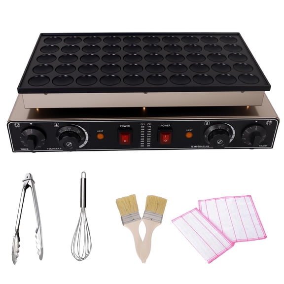 1800W Mini Pancake Maker, 110V Dutch Poffertjes Grill, Temp & Time Control Mini Pancakes Maker Machine, Nonstick for Commercial Use