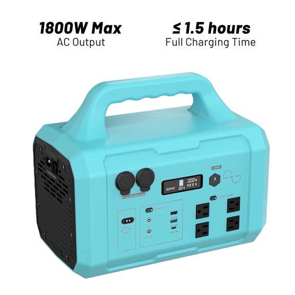 1800W Peak Portable Power Station, 1024 Wh Rechargeable Solar Generator - Quick Charge Power Bank for Camping Gear, Power Tools, Blackouts, and Off-Grid Living