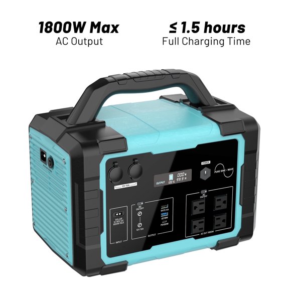 1800W Power Portable Power Station with 1024Wh Solar Generator,All-in-One Power Bank for Refrigerator, CPAP, Laptop, Phone, for Outdoor Camping, RV Travel, Van Life, Tailgating, Blackouts