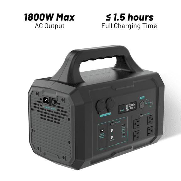 1800W Portable Generator with 11 Outputs,1024Wh LiFePO4 Battery Power Station,Fast Solar Charging for Home Backup, Off-Grid Camping, Outdoor Adventures, RV Travel