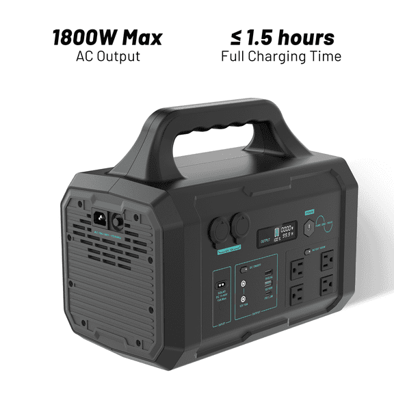 1800W Portable Generator with 11 Outputs,1024Wh LiFePO4 Battery Power Station,Fast Solar Charging for Home Backup, Off-Grid Camping, Outdoor Adventures, RV Travel