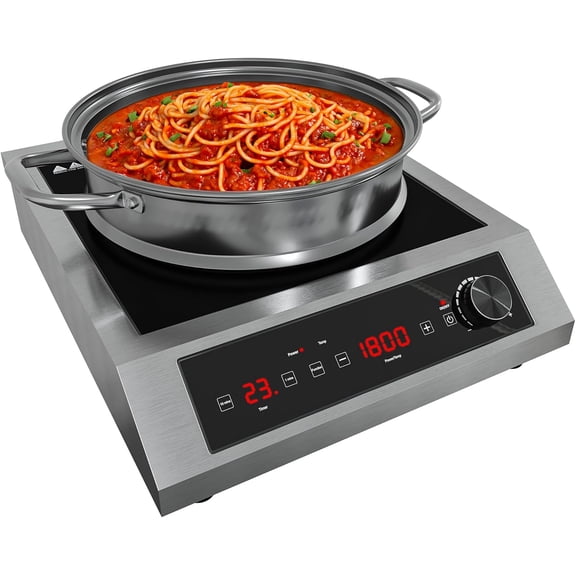 1800W Portable Induction Cooktop, Commercial-Grade Electric Countertop Burner with Timer, Hot Plate LED Screen, 10 Power(100W-1800W), 14 Temp Setting(140F-536F), Black