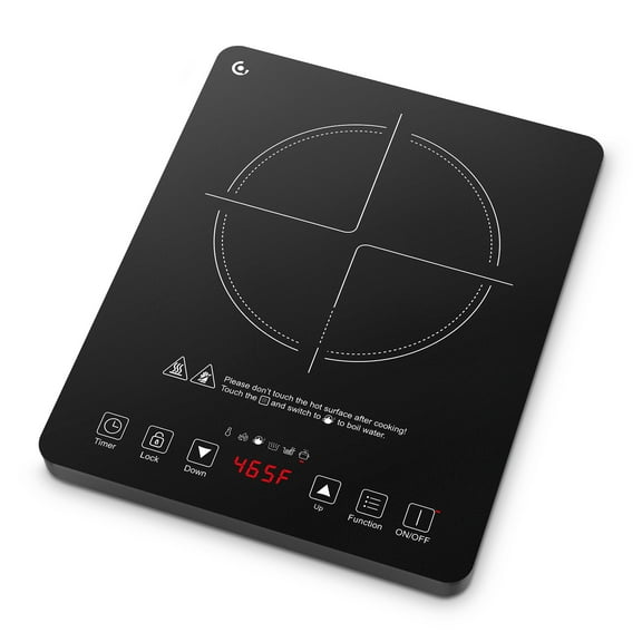 1800W Portable Induction Cooktop, Electric Induction Cooker and Burner, Countertop Hot Plate with 9-Level Adjustment, 3-Hour Timer, Smart Touch Cooktop