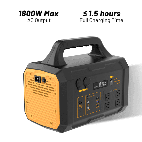 1800W Portable Power Station, 1024Wh Solar Generator with 11 Outputs, Rechargeable Outdoor Power Supply for Camping, Home Emergency, RV Travel, and CPAP Backup