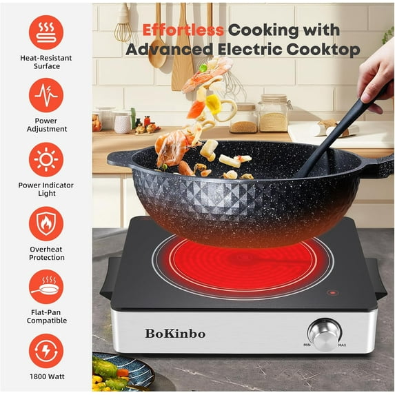 1800W Single Infrared Burner, Compact Portable Electric Stove for Cooking