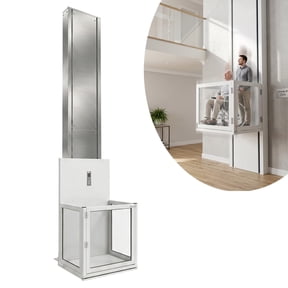 1800lbs Electric Home Elevator, Quiet Hydraulic Lift with Physical Anti-Pinch & Stainless Steel Frame, 19ft Height