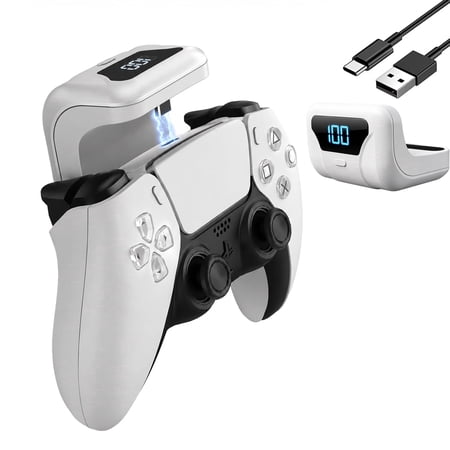 1800mAh Wireless Charger for PS5 Controller, Rechargeable Battery Pack Compatible with PS5/DualSense Edge/Elite Controller, LED Display with 14+ Hours of Battery Life for PS5 Accessory