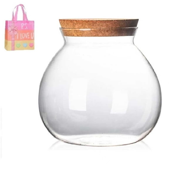 1800ml Glass Jar with Cork Lid - High Borosilicate Glass Planter for Succulents, Air Plants, Moss, Closed Ecosystem Kit, Hydroponic & Decorative Vase(XX)