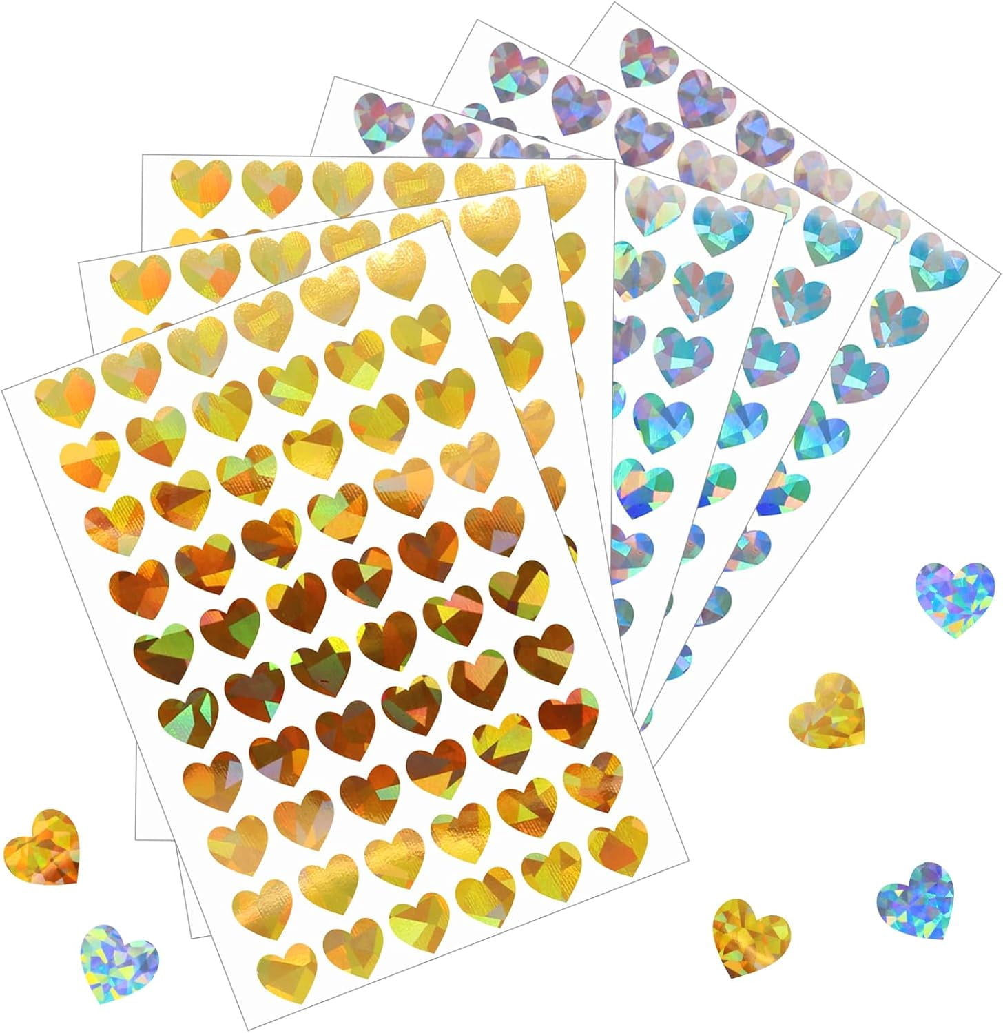 1800pcs 0.5inch Holographic Heart Stickers,Glitter Tiny Hearts Sticker ...