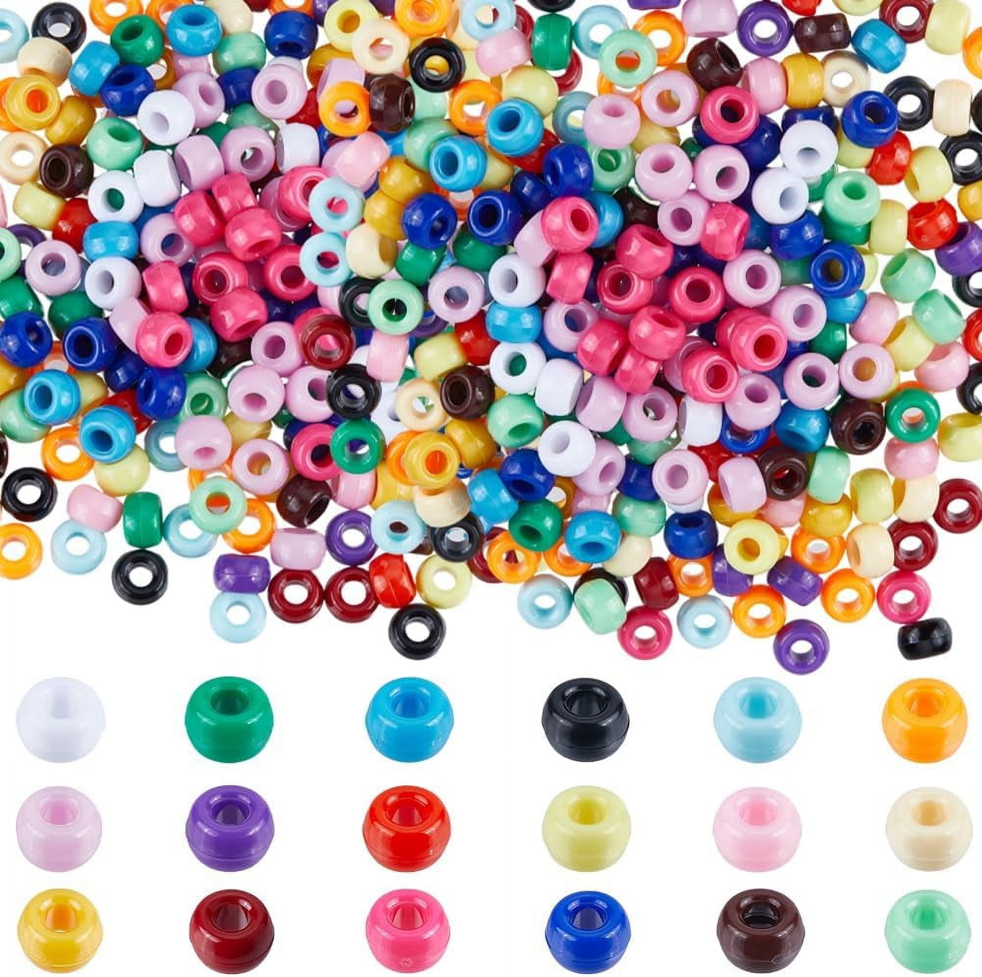 1800pcs 18 colors Opaque Plastic Beads Barrel Mixed color 9x6mm Hole: 3.8mm 100pcs/color Plastic