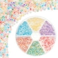 thumbnail image 1 of 1800pcs 6 Colors Cloudy Fantasy Seed Beads 3mm Creamy Glass Beads Round Waist Beads Little Pastel Beads Small Craft Spacer Beads for Bracelet Necklace Earring Summer Seaside DIY, 1 of 9