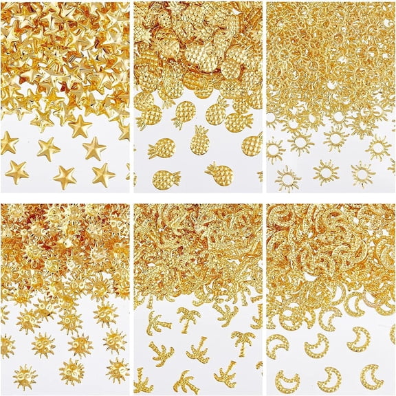 1800pcs Summer Themed Alloy Cabochons Sun Resin Filler Charm Alloy Epoxy Resin Supplies Pineapple Coconut Tree