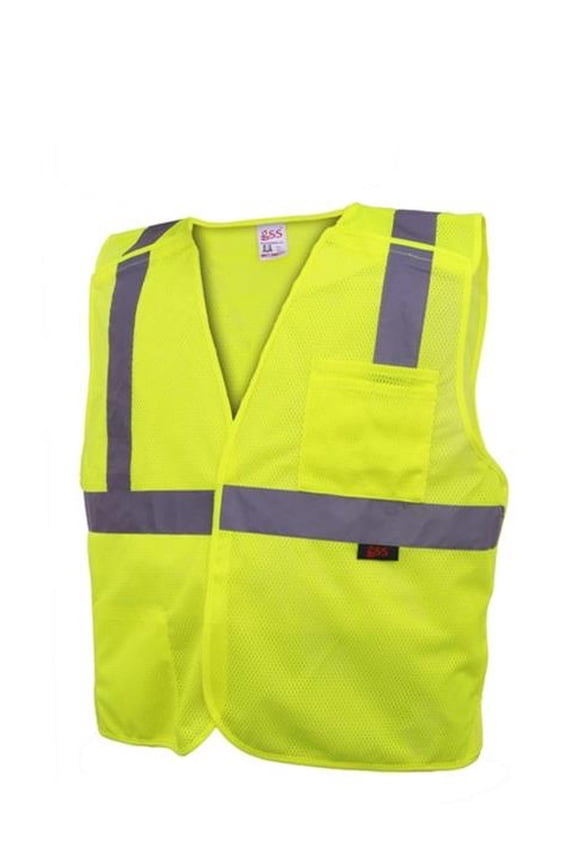 1801 Class 2 5 Point Breakaway Lime Mesh Safety Vest, Extra Large