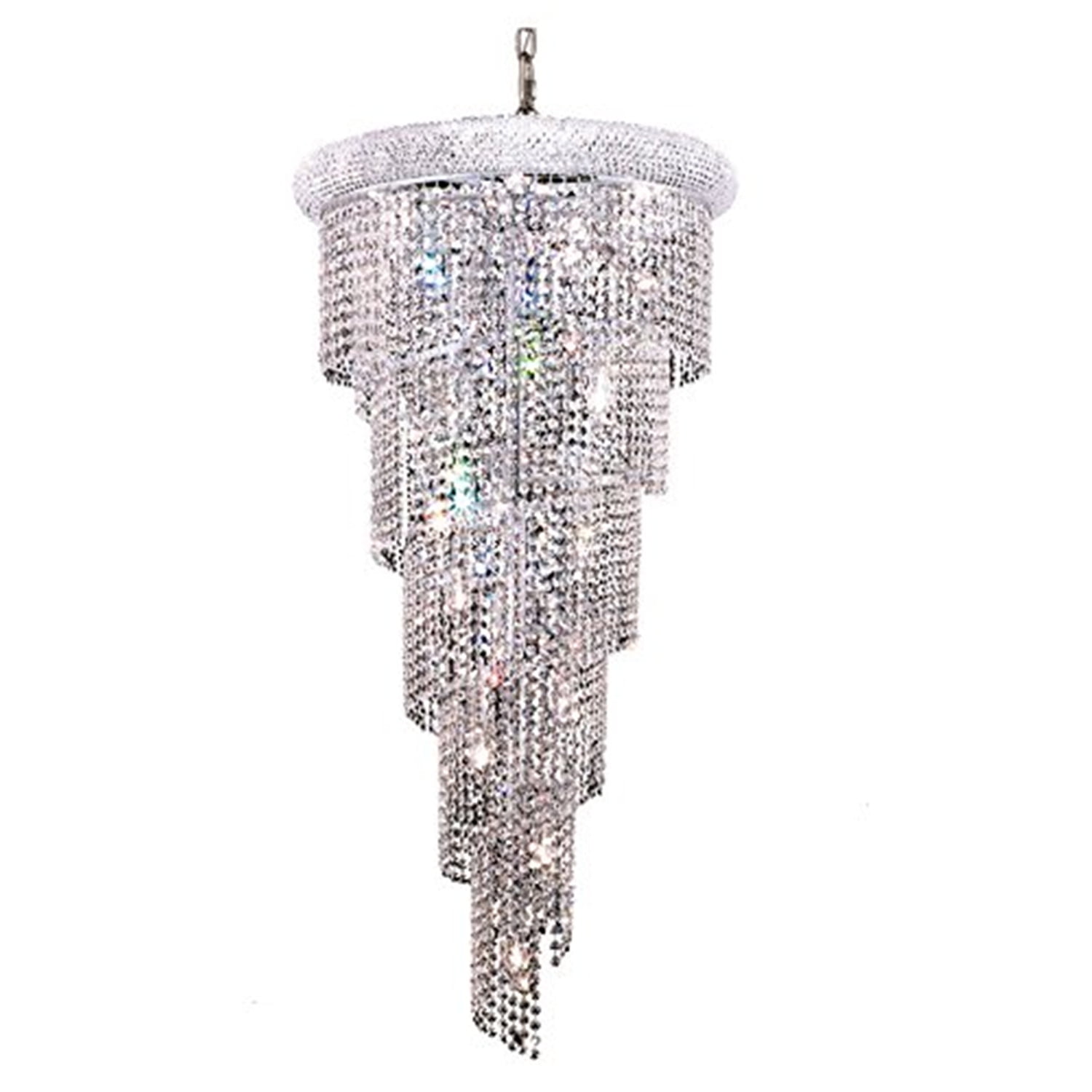 Elegant 48" Chrome and Crystal Spiral Chandelier with Royal Cut Crystals