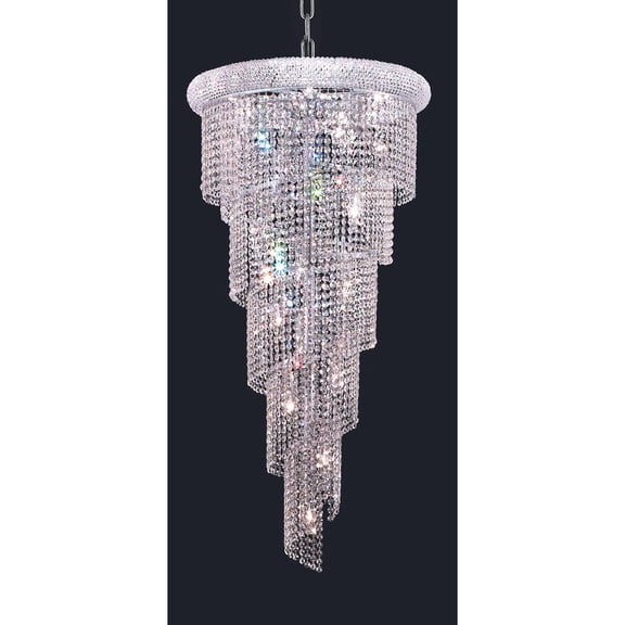 1801 Spiral Collection Chandelier D:22in H:48in Lt:18 Chrome Finish (Royal Cut Crystals)