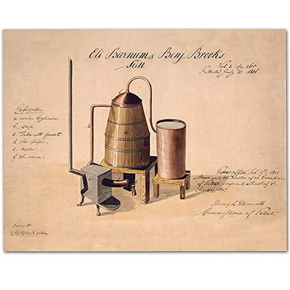 1808 Whiskey Still - 11x14 Unframed Patent Print - Great Gift for Whiskey Drinkers