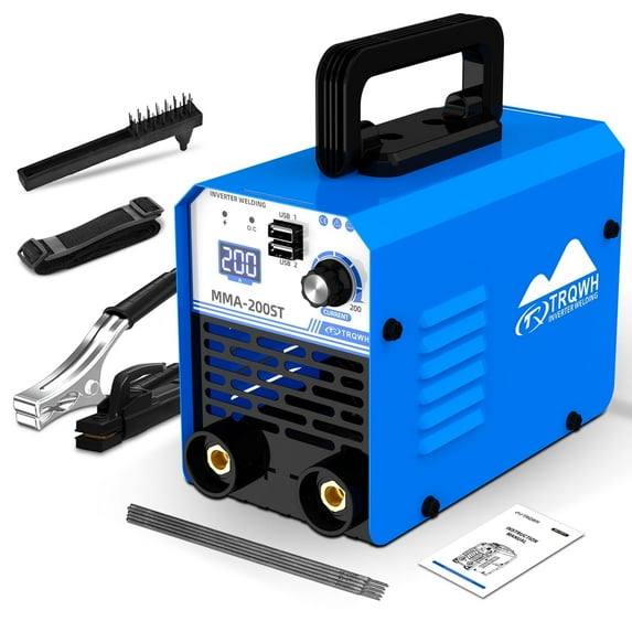 TRQWH 200A MMA Welding Machine 110V Stick Welder Machine Portable ARC Welder with IGBT Digital Display Hot Start for Beginners and Professionals Welder