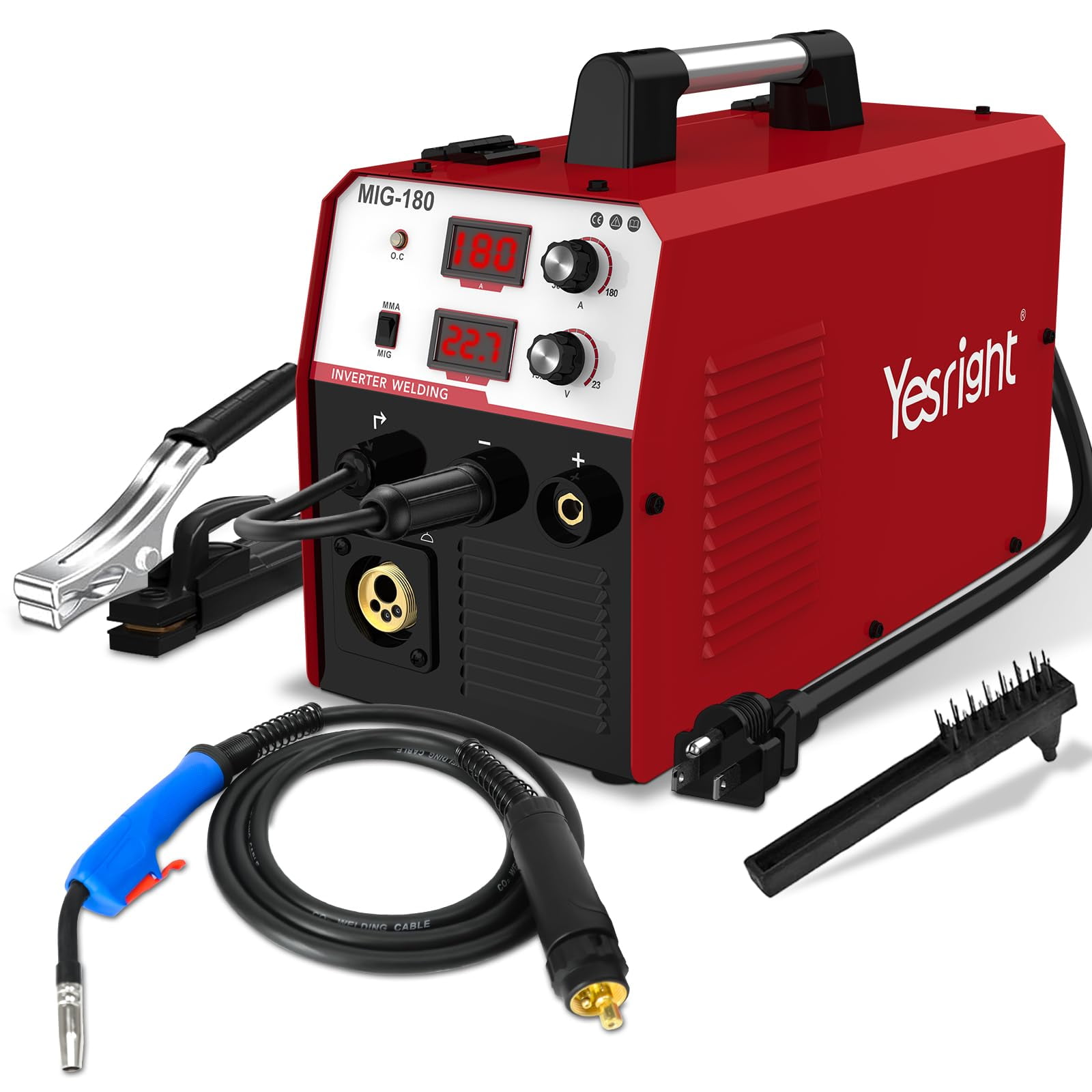 180A MIG Welder Flux Core Welder Machine 110V 3 in 1 Multiprocess ...