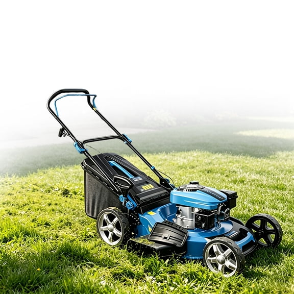 180CC Push lawnmower, 21-inch gasoline-powered lawnmower, 4-Stroke engine, height adjustable, 62L Hay collection box, suitable for backyards and farms.