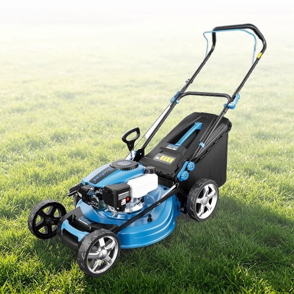 180CC Self Propelled Lawnmower, 21-inch Gasoline-Powered Lawnmower, 4-Stroke Engine, Height Adjustable, 62L Hay Collection Box, Suitable for Backyards and Farms.