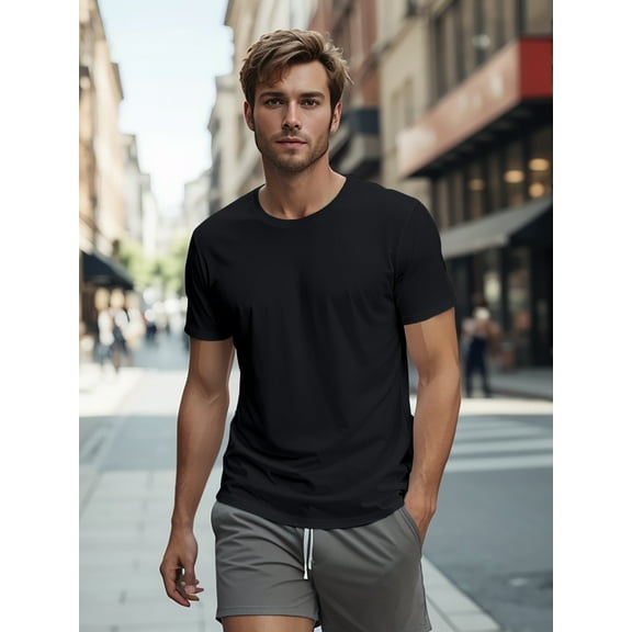 180G 100%cotton Solid Color Men's T-shirt For Summer Outdoor, Casual Male Clothing, Gift For Men