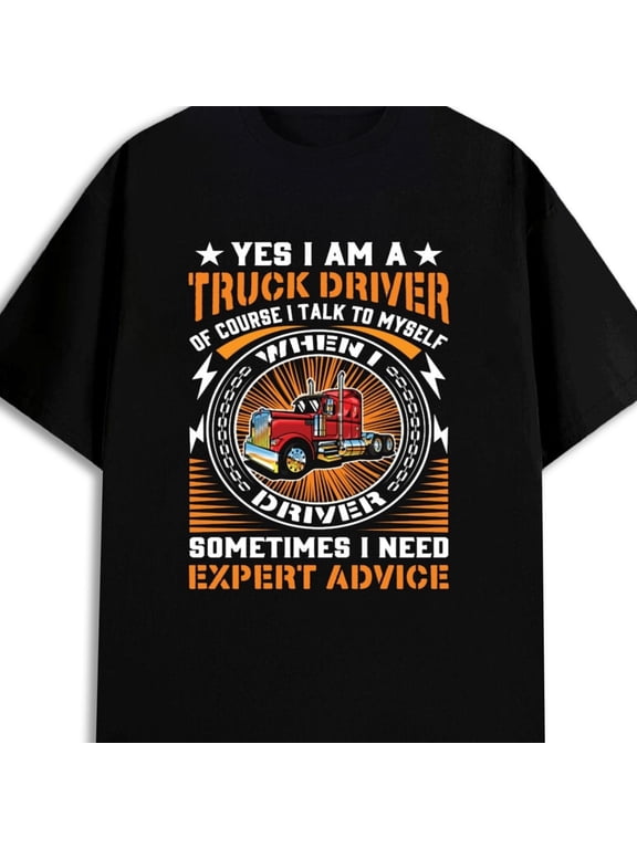 180G T-Shirt Vintage Funny Print Gift - Truck Driver Humor Funny T - Shirt | 180G 100% Black Hip Street Style Spring Autumn