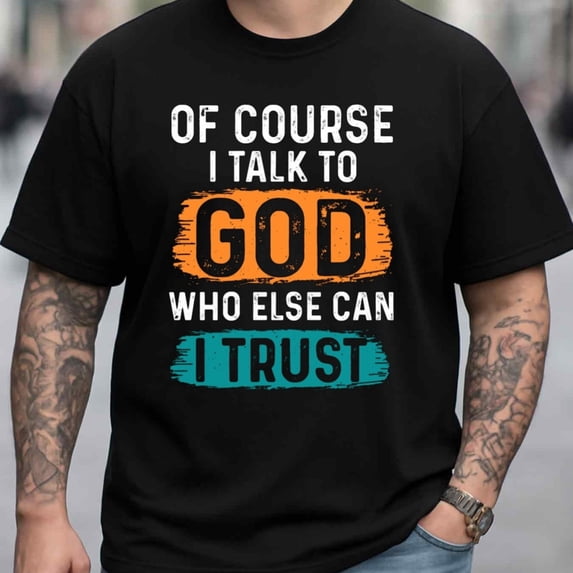 180GSM T-Shirt for Men Casual Short Sleeve Round Neck Gift - Men's 180GSM Faith T Talk Prayer with Religious Saying Shirt