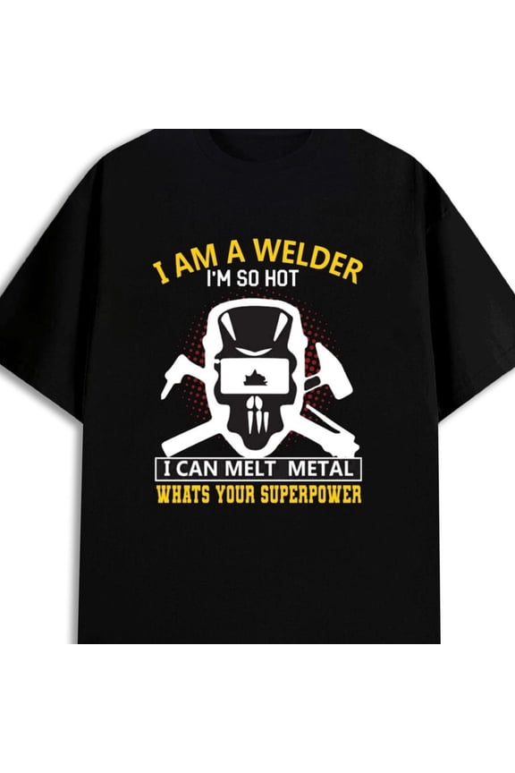 180GSM T-Shirt for Men Funny Casual Short Sleeve Round Neck - Men's Welder's Pride Funny Joke T with Humor Welders Year
